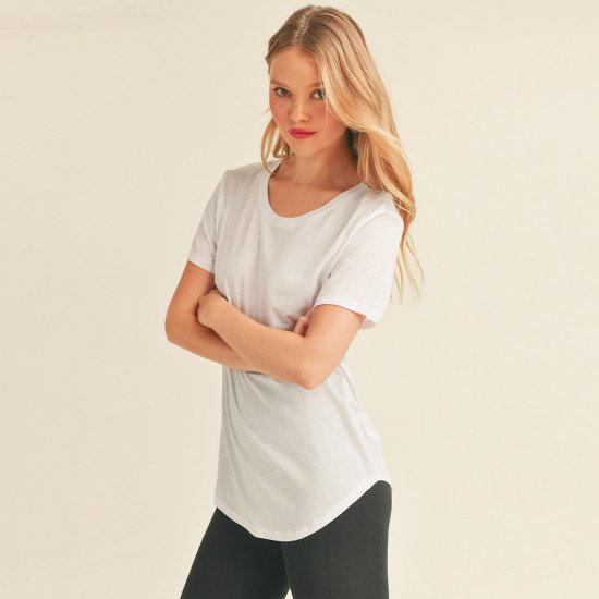 Oversized Round Neck Short Sleeve Top 74013