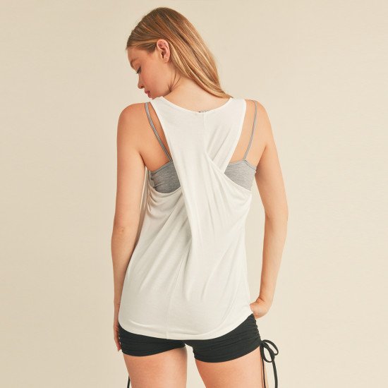Scoop Neck Twisted Back Tank Top 74152