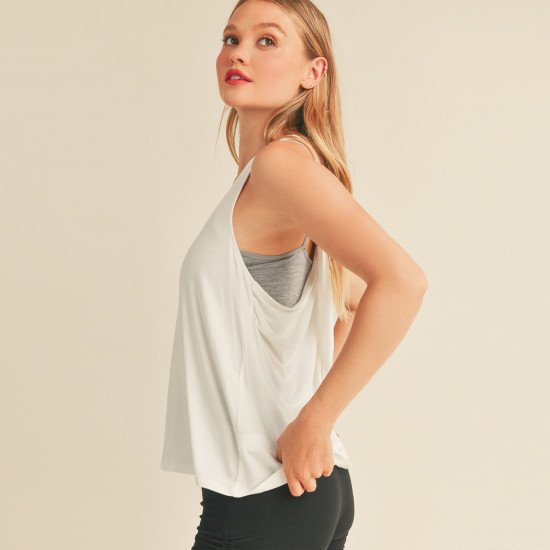 Scoop Neck Twisted Back Tank Top 74152