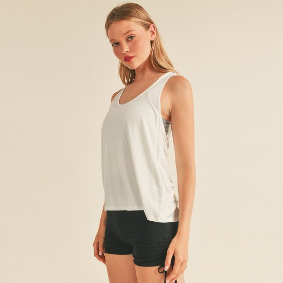 Scoop Neck Twisted Back Tank Top 74152