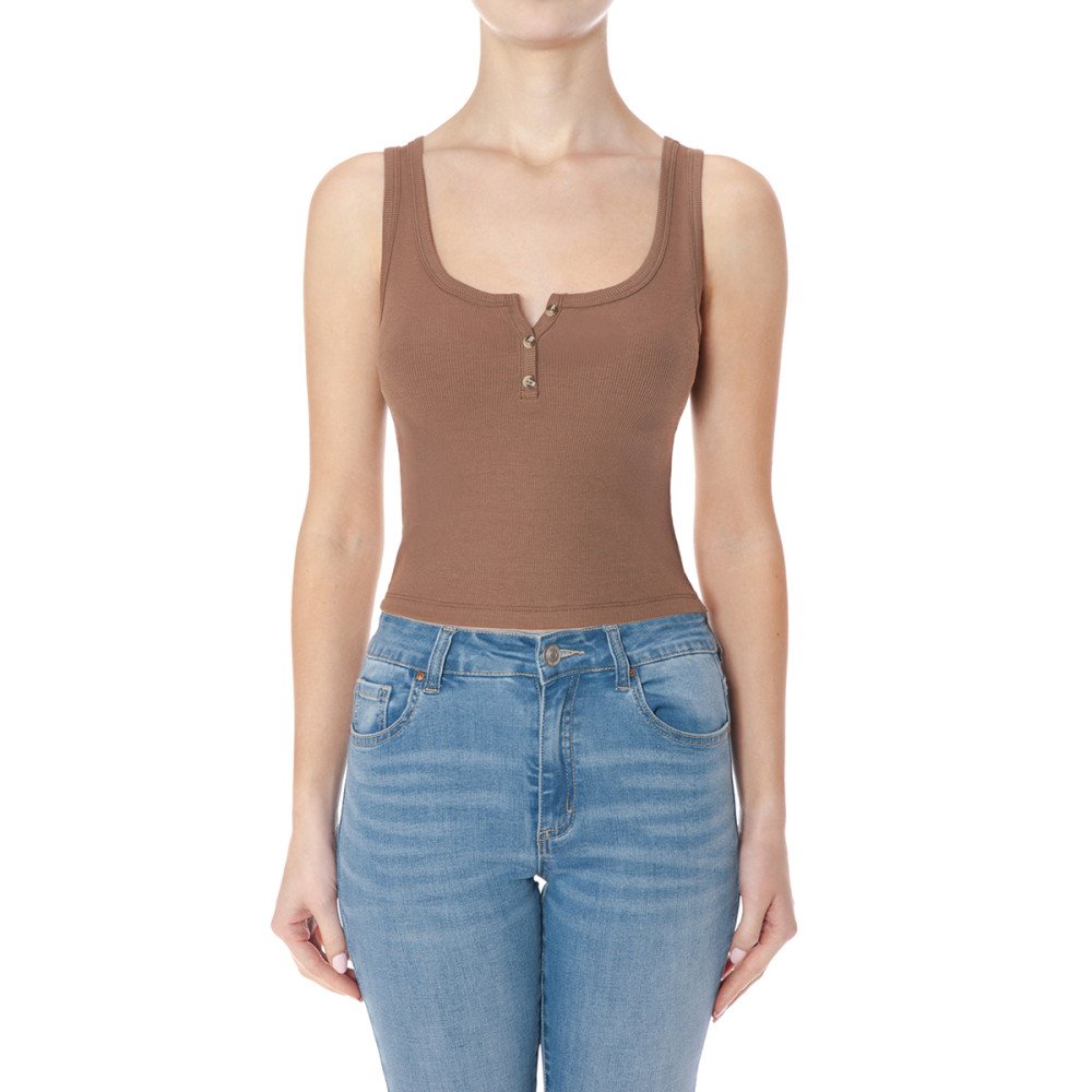 Scoop Neck Henley Top 75879