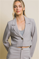 Single Button Cropped Blazer 80217