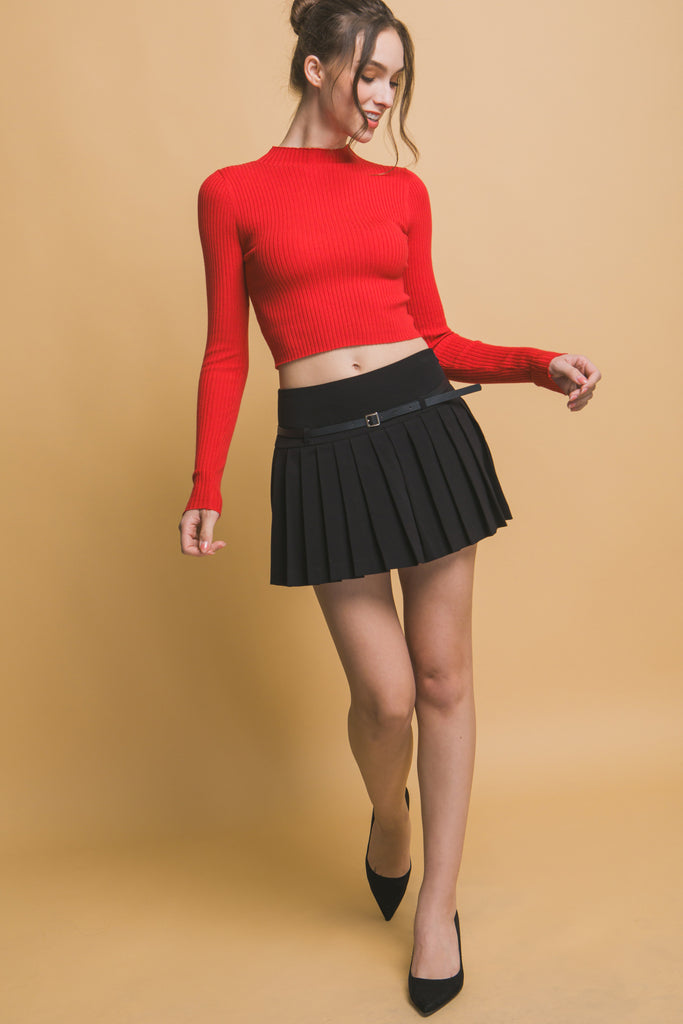 Low Belted Pleated Mini Skort 6948