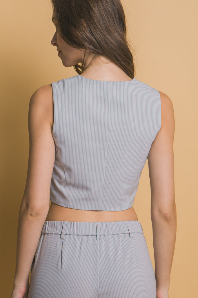 Cropped Pinstriped Vest 5150