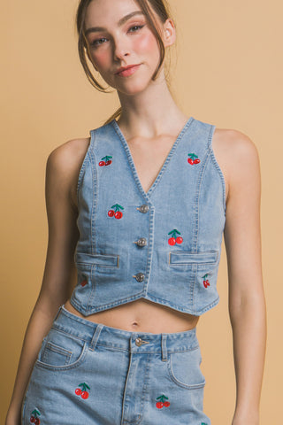 Cherry Denim Vest 5159