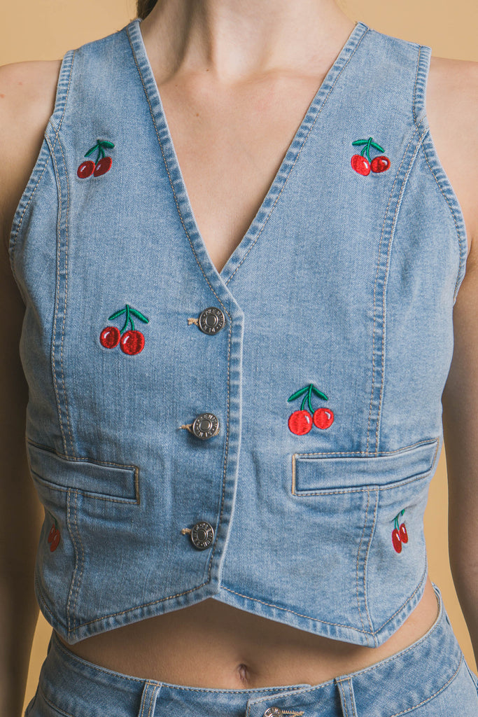 Cherry Denim Vest 5159