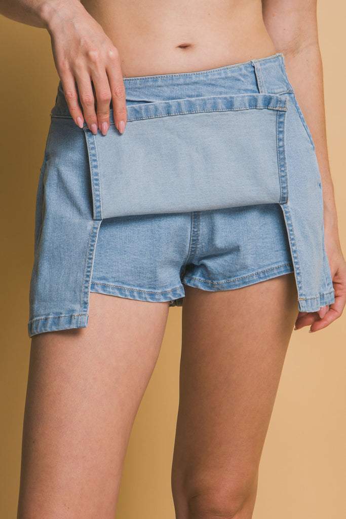 Double Side Slit Denim Skort 6973