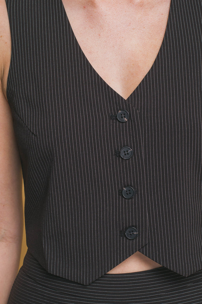 Cropped Pinstriped Vest 5150