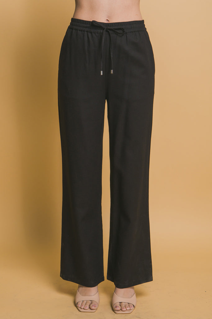 Drawstring Waist Linen Pants 6978