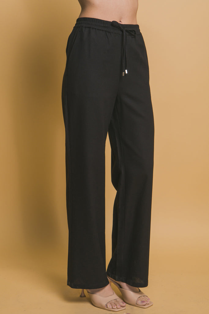 Drawstring Waist Linen Pants 6978