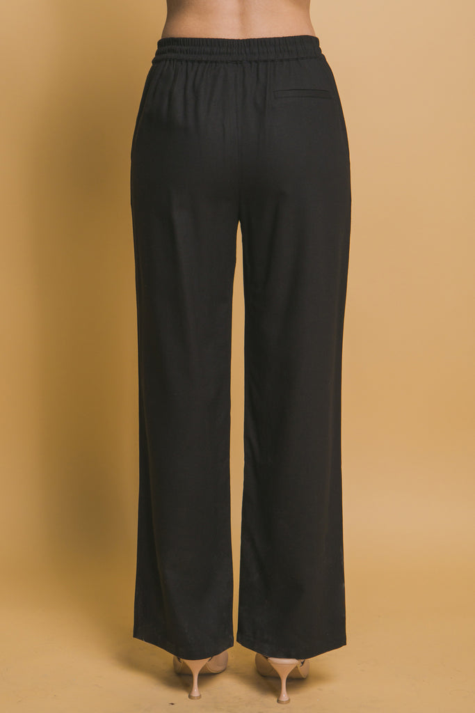 Drawstring Waist Linen Pants 6978
