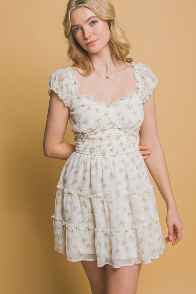 Floral Dress w/ Ruched Detail 4924