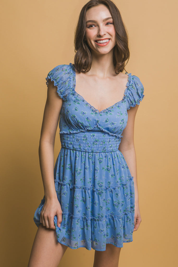 Floral Dress w/ Ruched Detail 4924