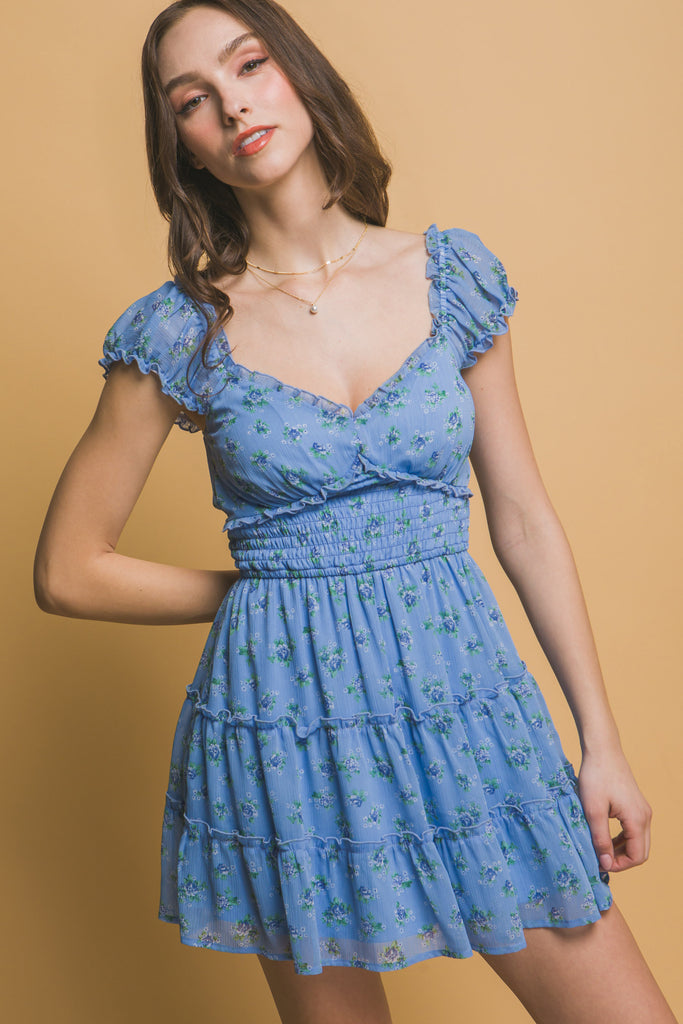 Floral Dress w/ Ruched Detail 4924