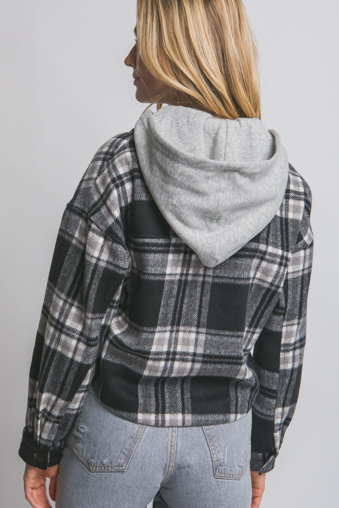 Plaid Jacket w/ Detachable Hood 80358