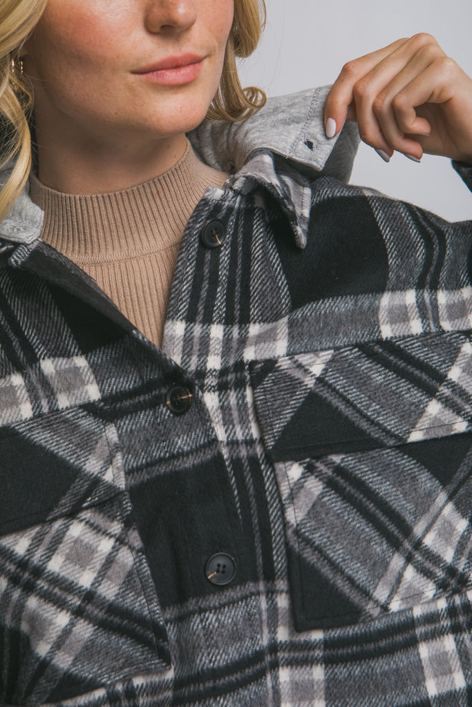 Plaid Jacket w/ Detachable Hood 80358