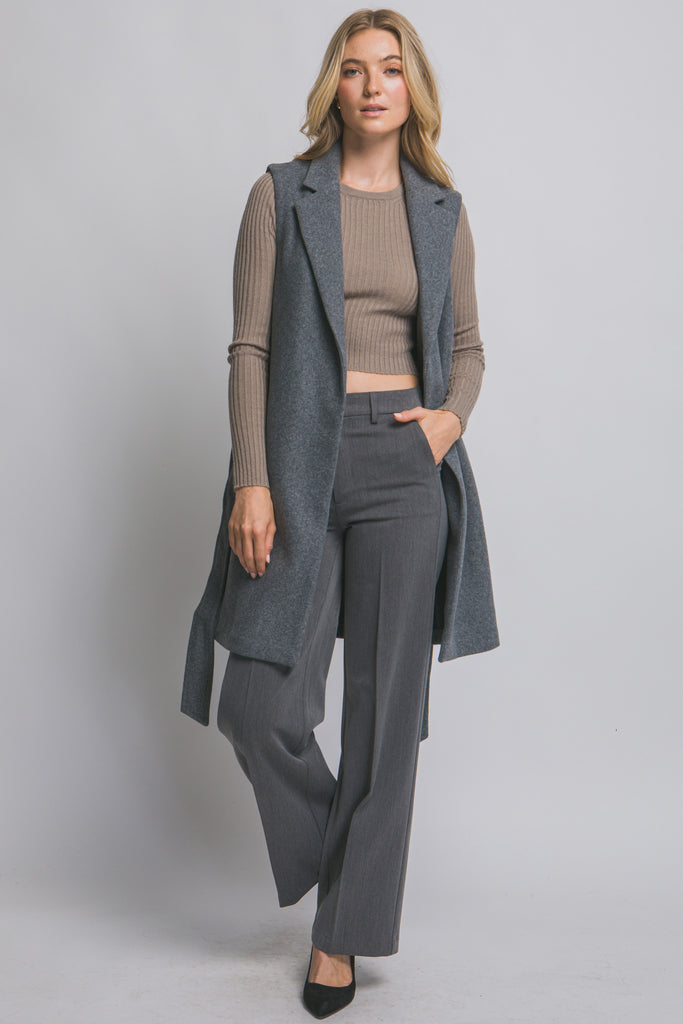 Notched Sleeveless Coat 5199