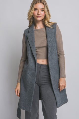 Notched Sleeveless Coat 5199