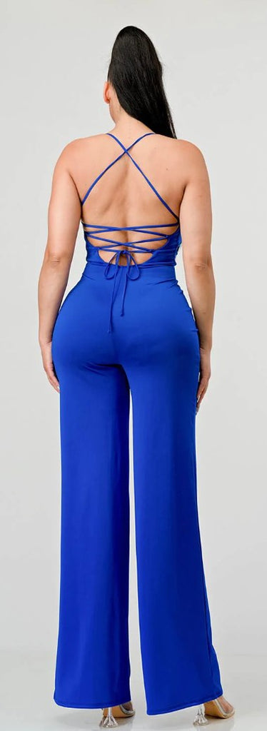 Lace Back Wide Leg Jumpsuit 9002 ( FINAL SALE )