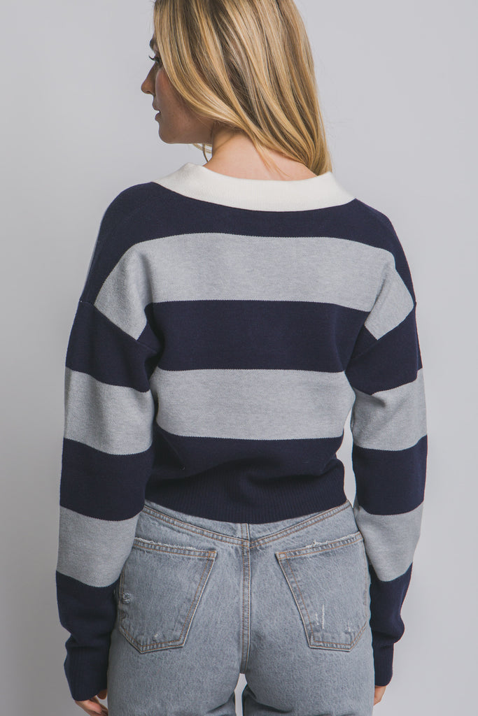 Striped Polo Sweater 90292