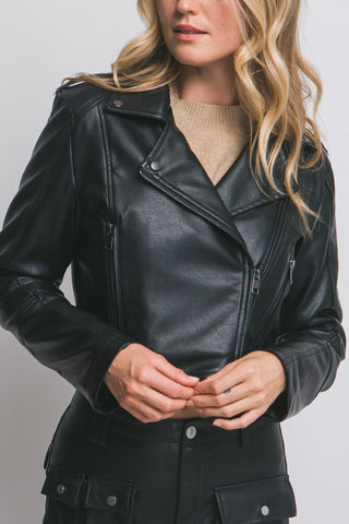 Faux Leather Moto Jacket 80286