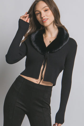 Fur Collar Cardigan 90285