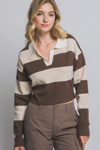 Striped Polo Sweater 90292