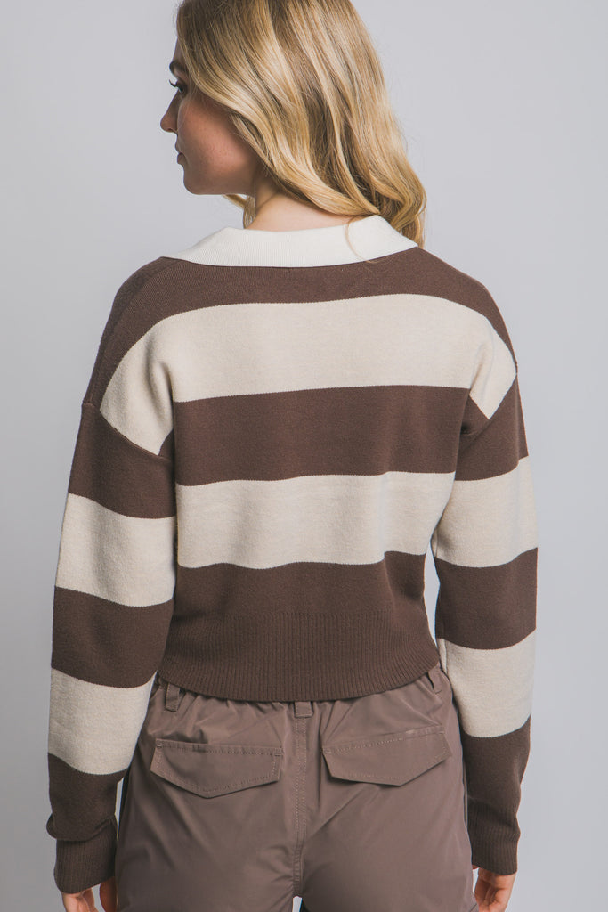 Striped Polo Sweater 90292