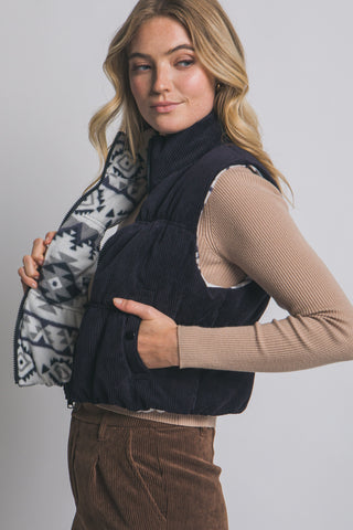 Reversible Corduroy Puffer Vest 5194