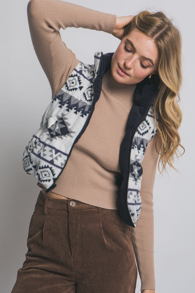 Reversible Corduroy Puffer Vest 5194