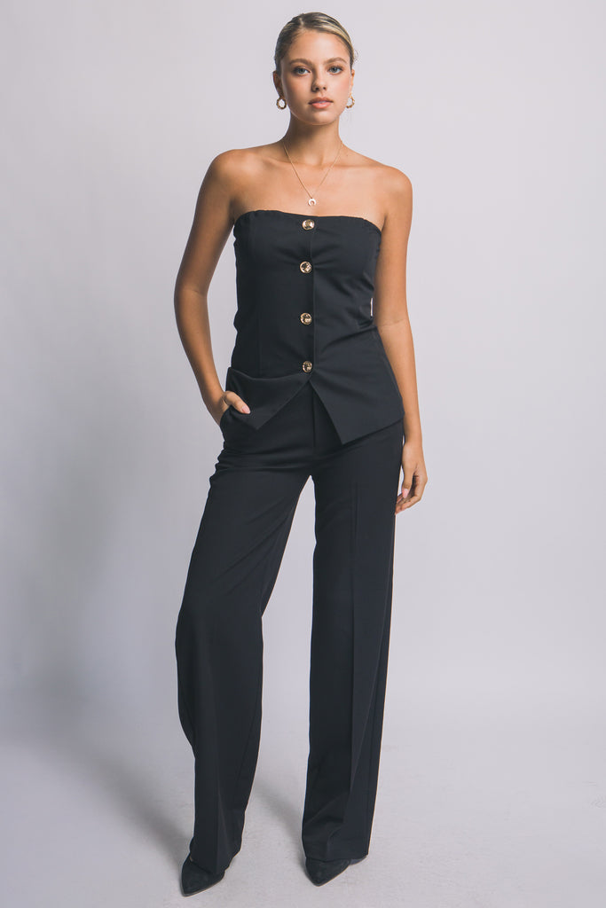 Strapless Gold Button Top 5225