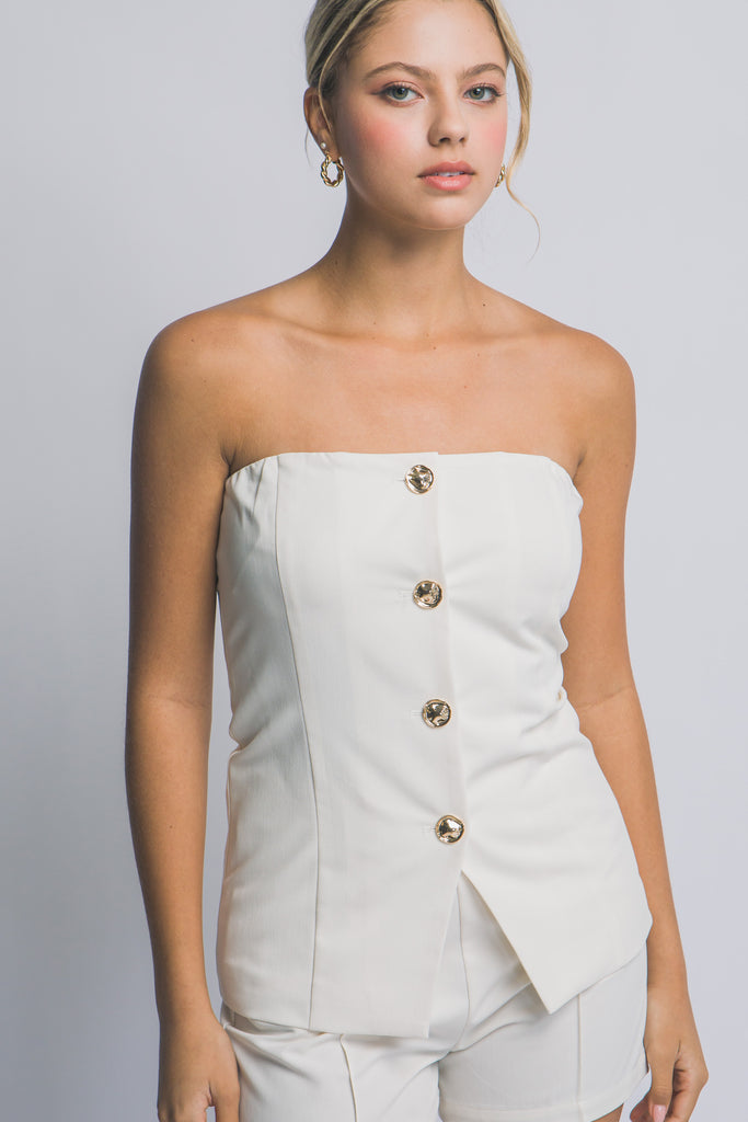 Strapless Gold Button Top 5225