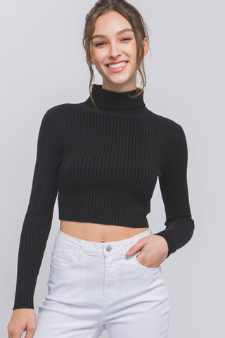 Turtleneck Cropped Rib Sweater 9931