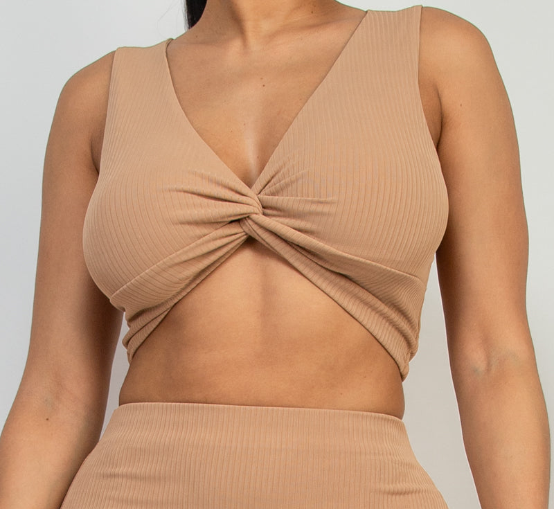 Front Twist Solid Crop Top 03434