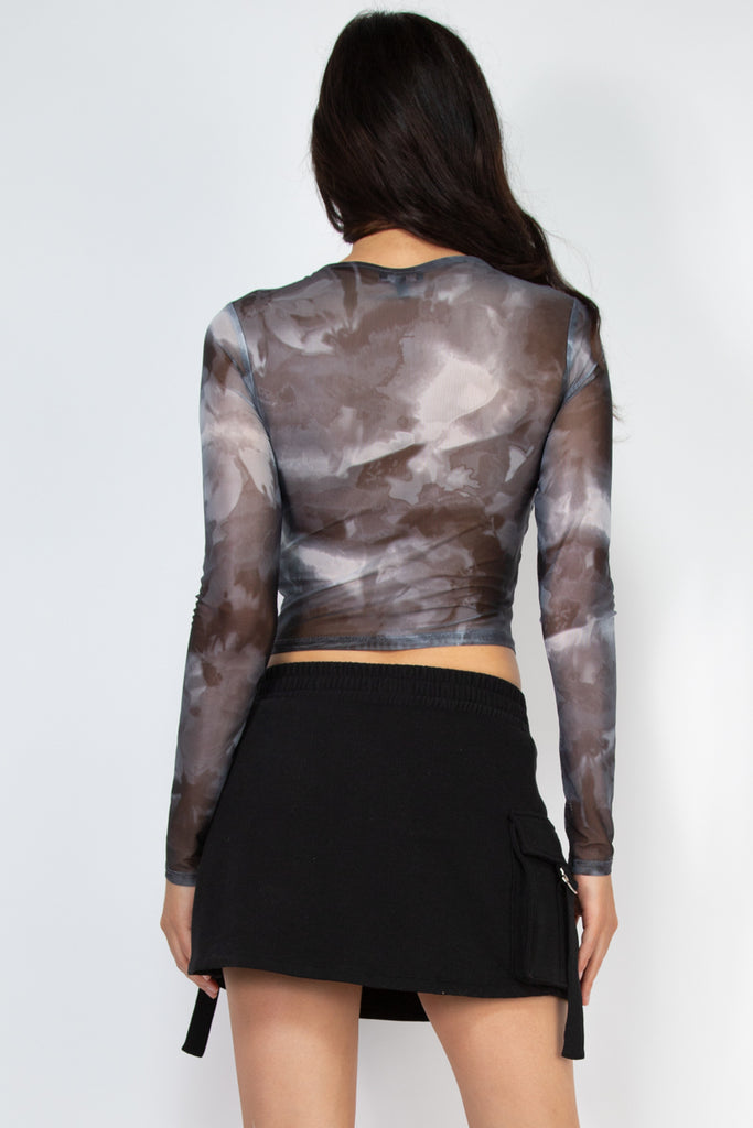 Sheer Mesh Long Sleeve Top 03707