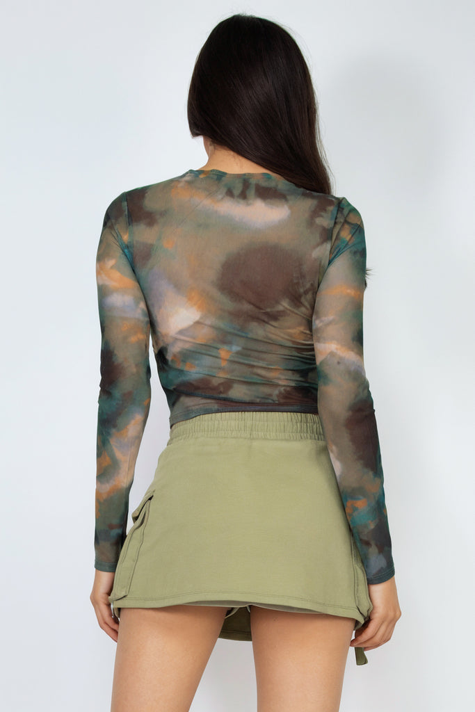 Sheer Mesh Long Sleeve Top 03707