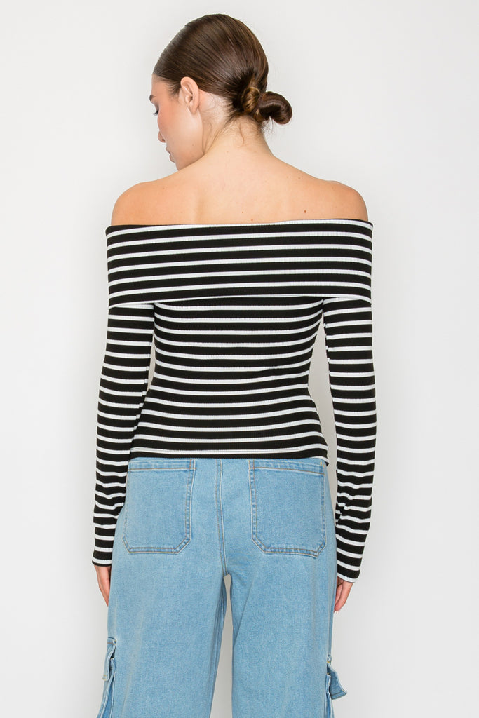 Off Shoulder Striped Top 4003