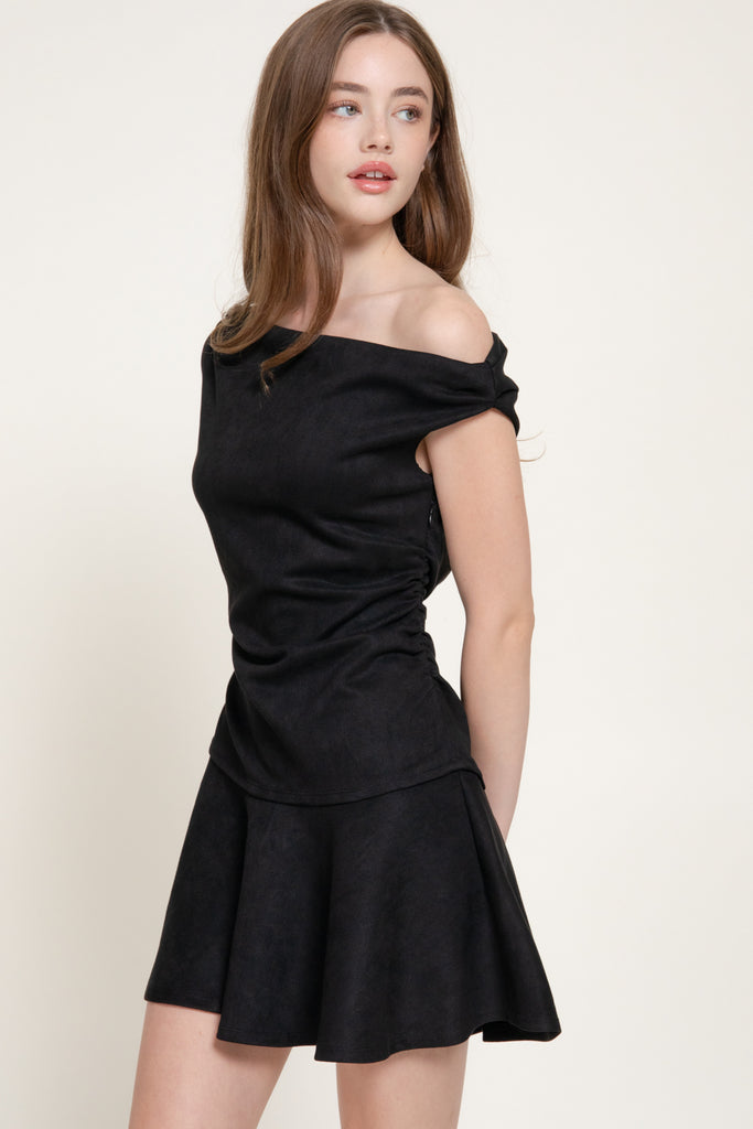 Asymmetrical Faux Suede Mini Dress 15560