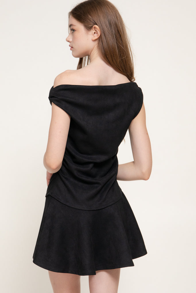 Asymmetrical Faux Suede Mini Dress 15560