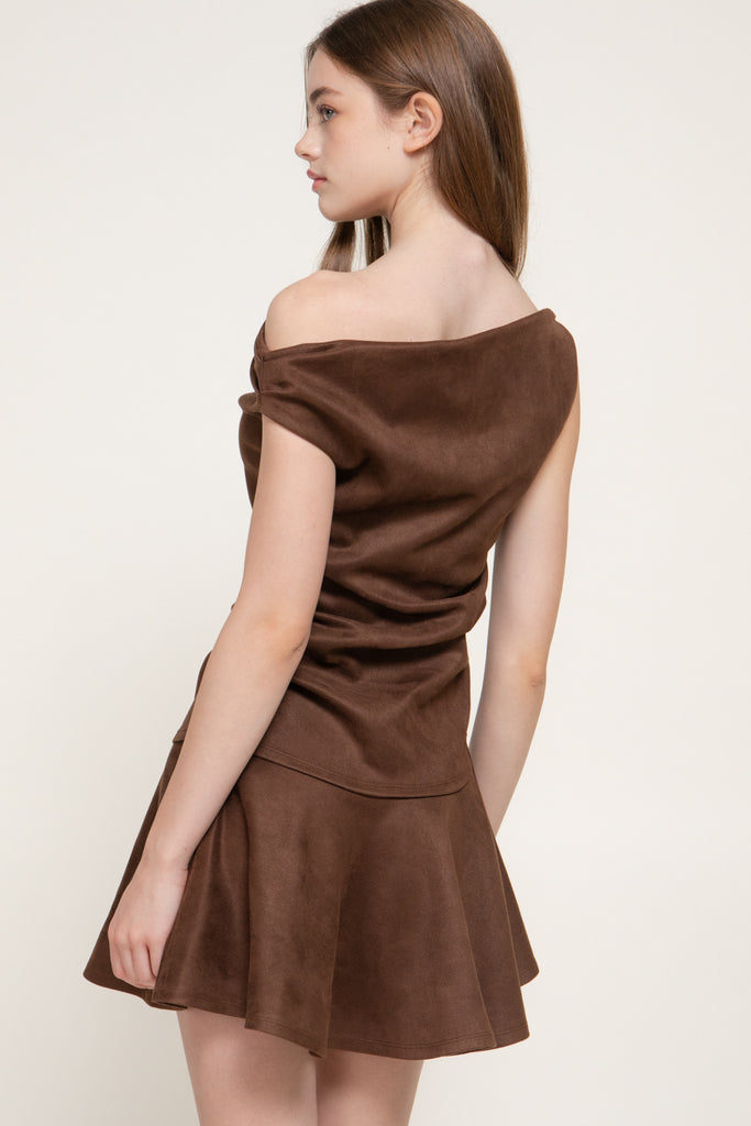 Asymmetrical Faux Suede Mini Dress 15560