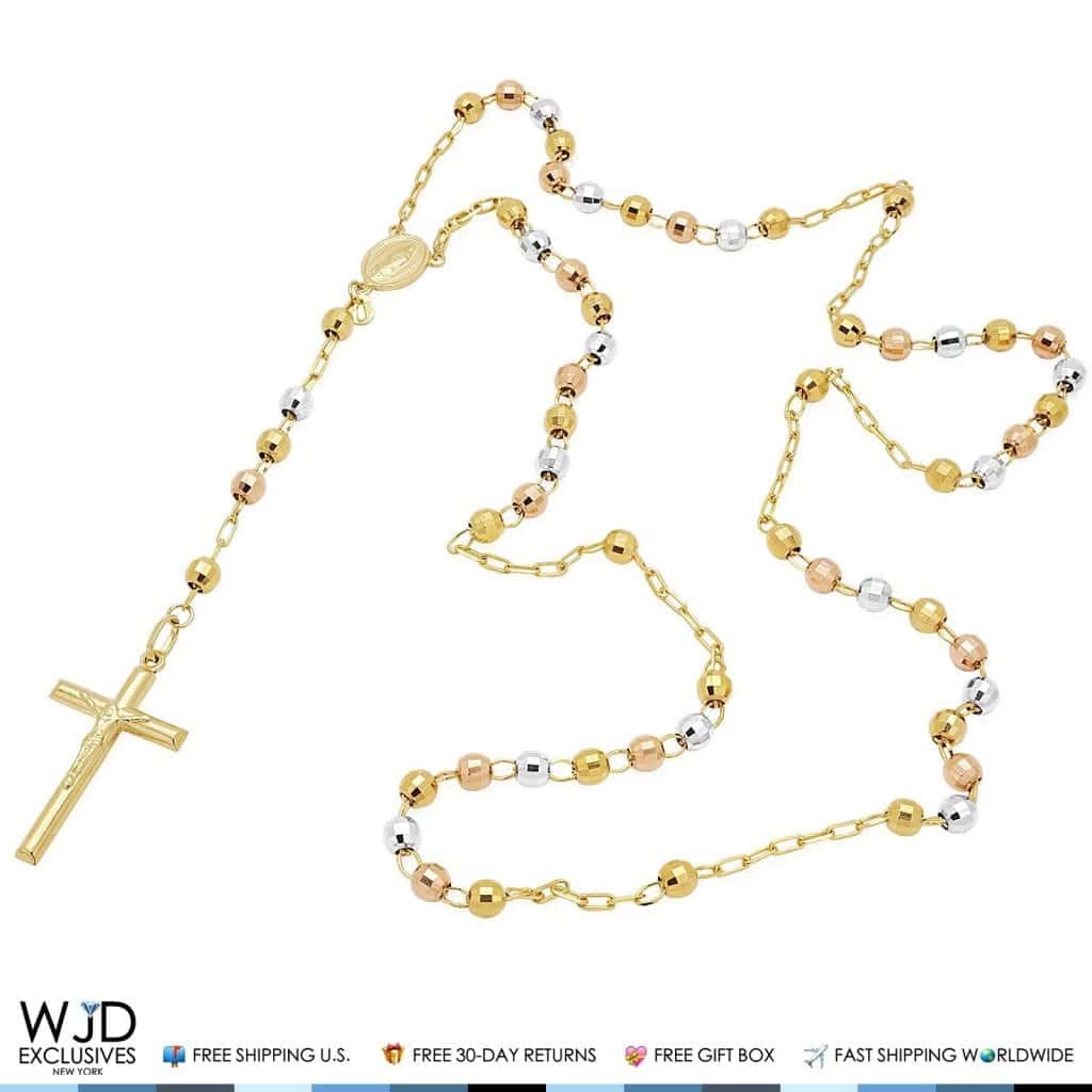 Tri Color Gold Filled Rosary