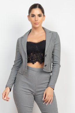 Button Down Plaid Blazer 20829