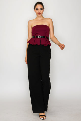 Peplum Belted Jumpsuit 41007