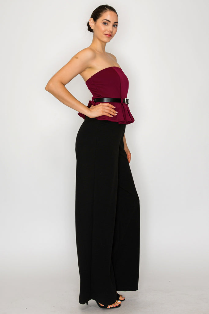 Peplum Belted Jumpsuit 41007