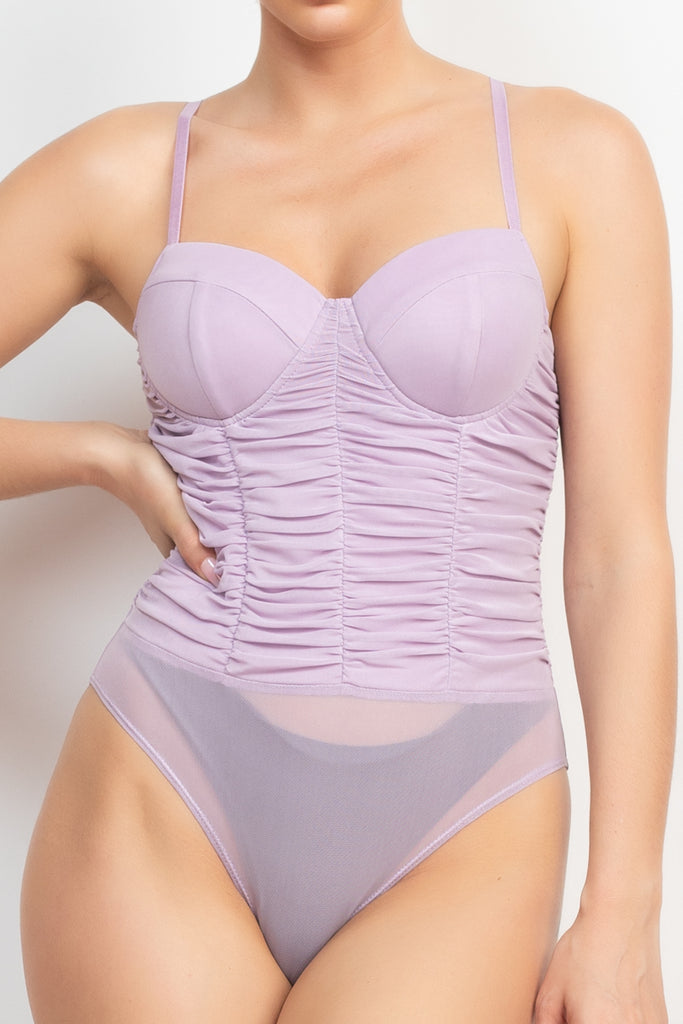 Ruched Zipper Cami Bodysuit 55729