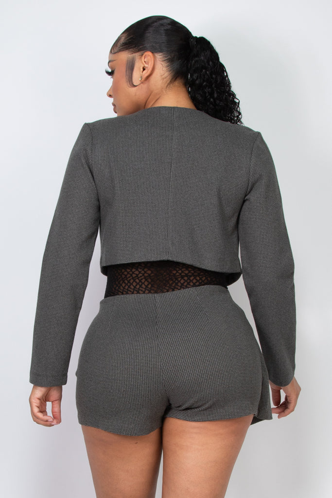 Patterned Open Crop Jacket 99435