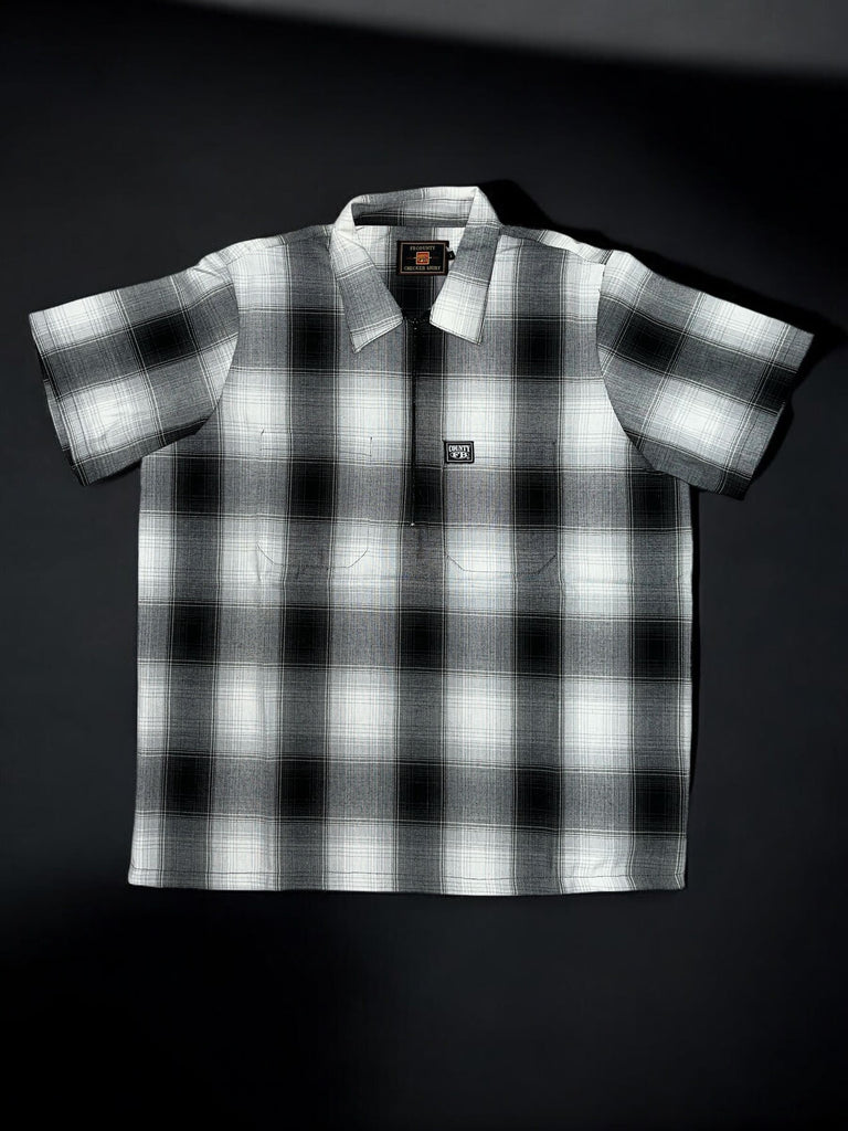 Short Sleeve Checkered Zip Shirt