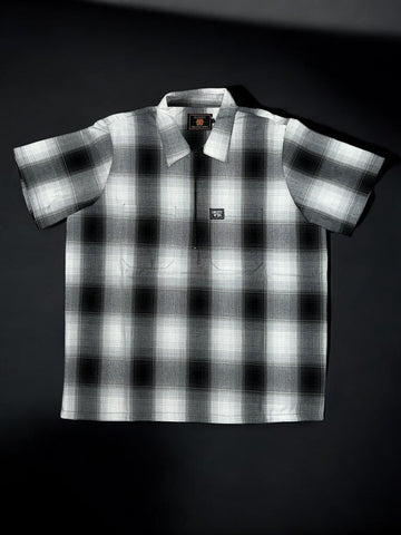 Short Sleeve Checkered Zip Shirt