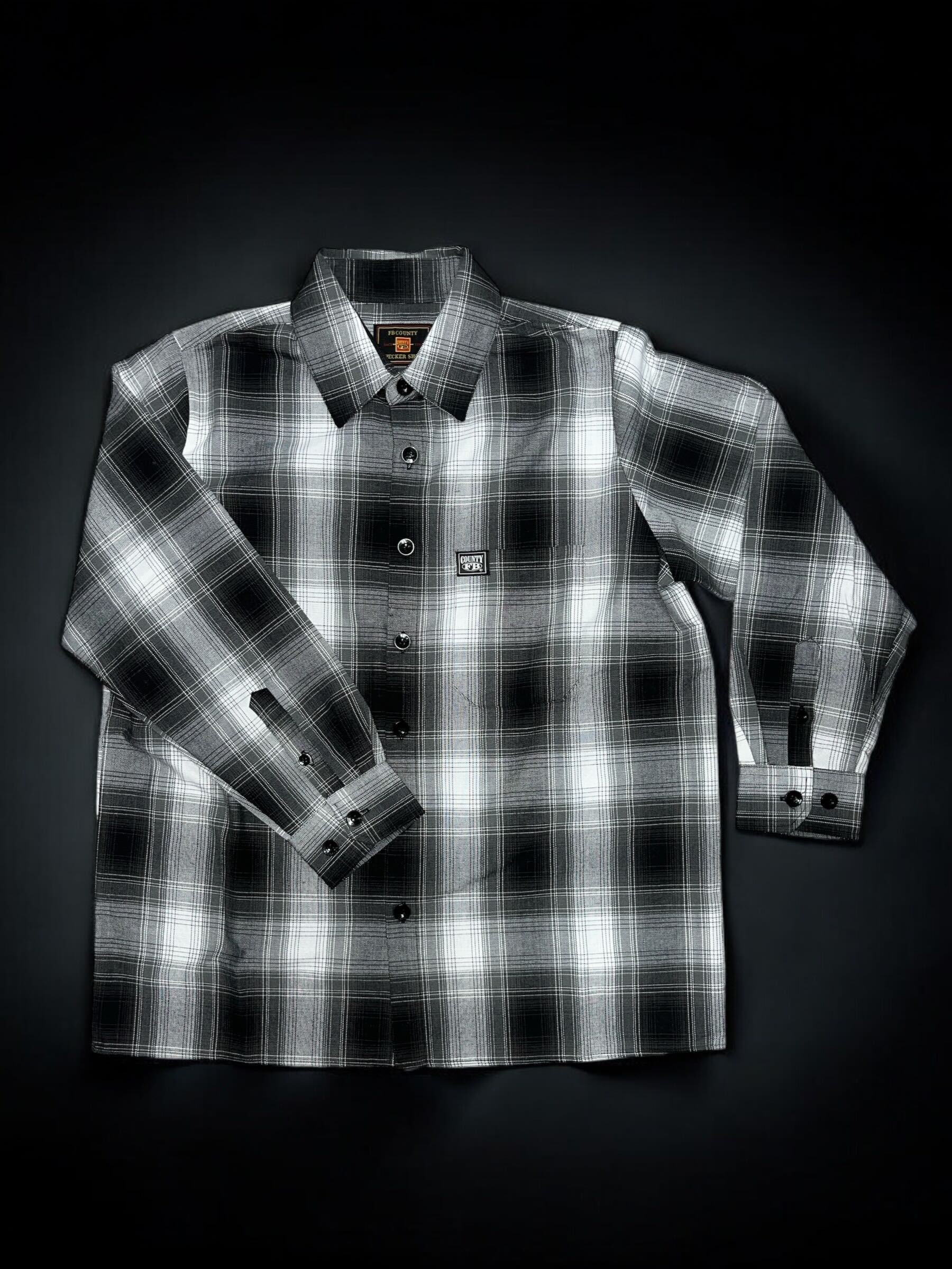 FB County Long Sleeve Checker Flannel Shirt White-Black / 3XL FB County Long Sleeve Checker Flannel Shirt White-Black / 3XL