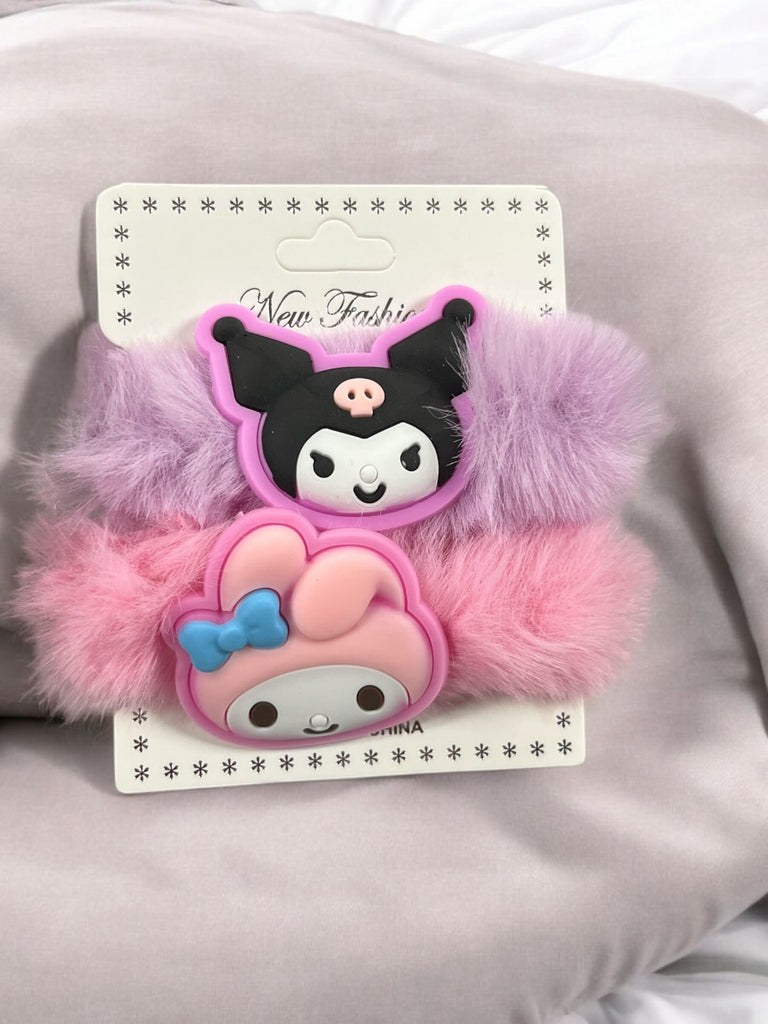 Fuzzy Sanrio Hair Ties 2PC